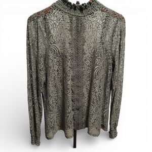 Mixed Lace Blouse XL Green Top Dark Romantic Goth Layering Piece Tank Liner‎